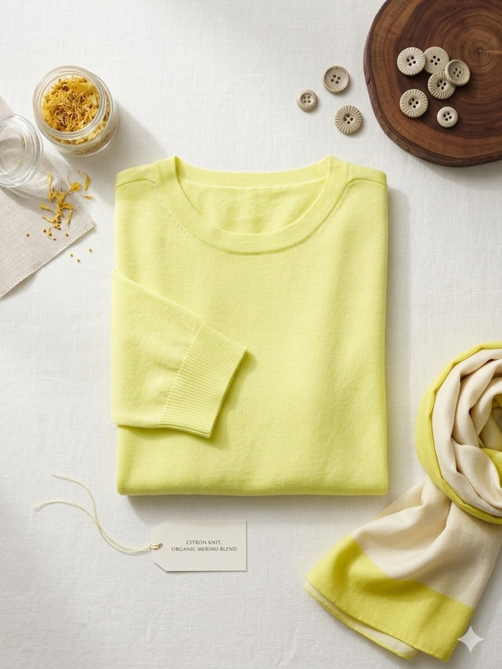 Northern Reflections Pale Yellow Crewneck Sweater